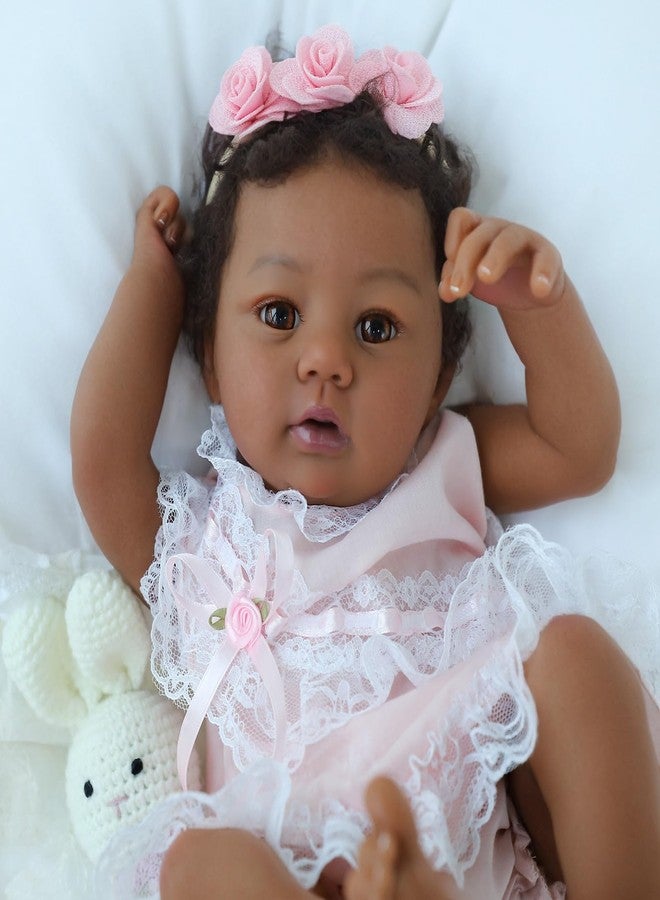 KSBD Reborn Baby Doll Black Girl - 18-Inch Realistic Lifelike African American Newborn Handmade Doll with Real Life Soft Weighted Body and Accessories - Gift for Kids Ages 3 and Up - Image 1